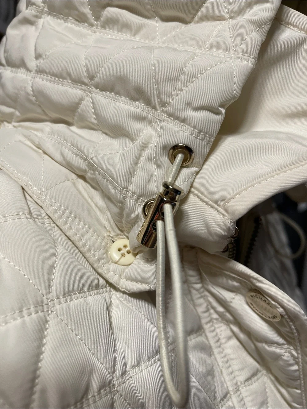 Michael Kors Quilted Cream Puffer Coat